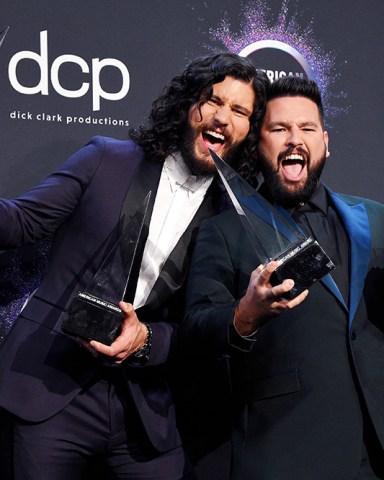 Dan + Shay - Favorite Duo or Group - Country and Favorite Song - Country - 'Speechless'
47th Annual American Music Awards, Press Room, Microsoft Theater, Los Angeles, USA - 24 Nov 2019