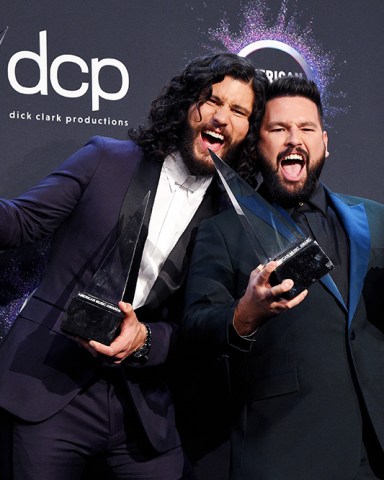 Dan + Shay - Favorite Duo or Group - Country and Favorite Song - Country - 'Speechless' 47th Annual American Music Awards, Press Room, Microsoft Theater, Los Angeles, USA - 24 Nov 2019