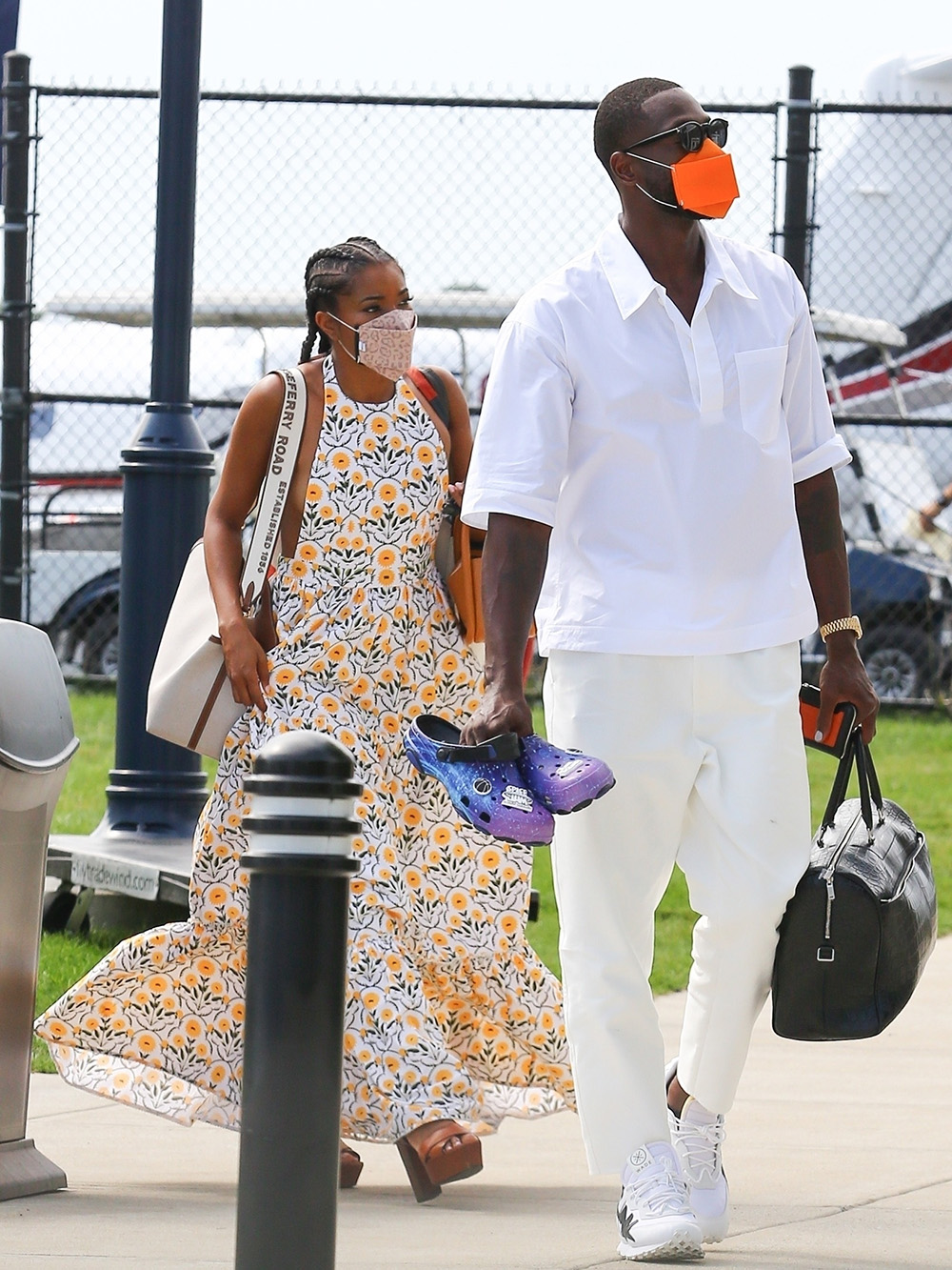 *EXCLUSIVE* Gabrielle Union and Dwyane Wade were seen leaving Martha's Vineyard after Obama's birthday party