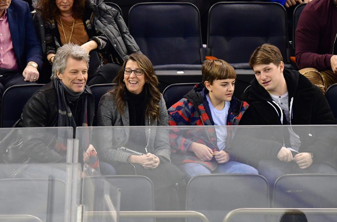 Jon Bon Jovi & Family At A Hockey Game