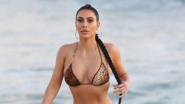 Kim Kardashian Hits The Beach In Black Thong Bikini: ‘Resting Beach Face’