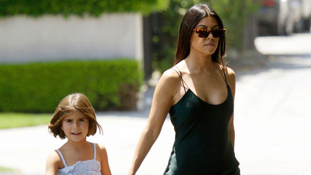 Kourtney Kardashian Wears Bikini Top As She Twins With Penelope, 9, In Blue Bucket Hats — Photo
