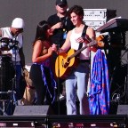 Camila Cabello and Shawn Mendes share multiple kisses as they laugh as stagehand keeps building the set during their romantic soundcheck as fans join in on the laughs as they perform at Global Citizens in the hot sun day before massive event in NYC