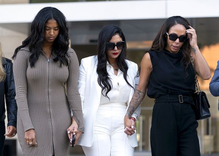 Vanessa Bryant, center, the widow of Kobe Bryant, leaves a federal courthouse with her daughter, Natalia, left, and soccer player Sydney Leroux in Los Angeles, .  A federal jury has found Los Angeles County should pay Bryant's widow $16 million for photos of the NBA star's body at the site of the 2020 helicopter crash that killed him Kobe Bryant Crash Photos, Los Angeles, USA - August 24, 2022
