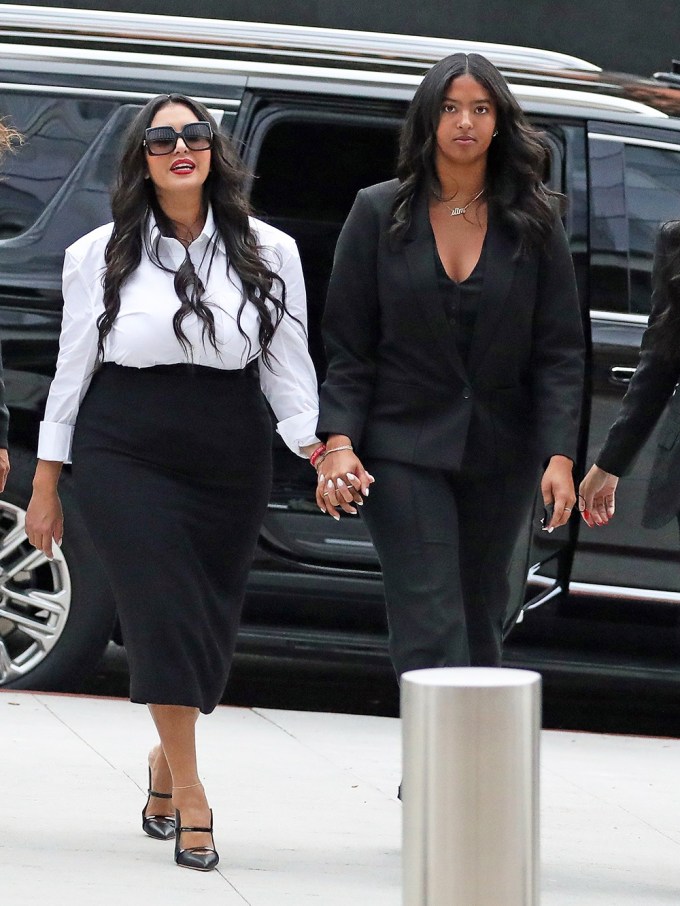 Vanessa Bryant arrives in court with her daughter Natalia Bryant