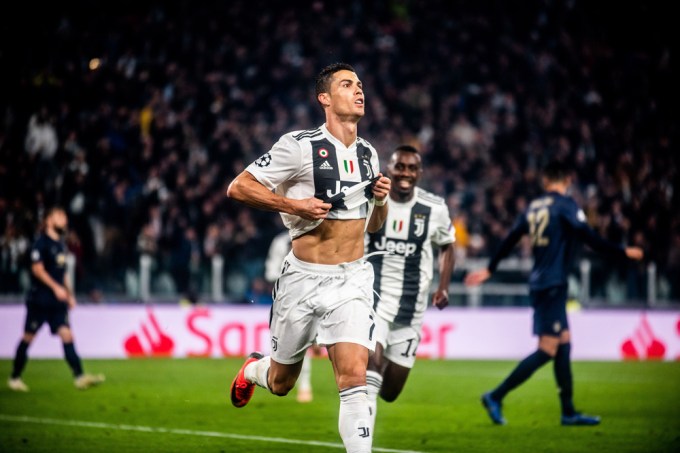 Cristiano Ronaldo celebrates with Juventus