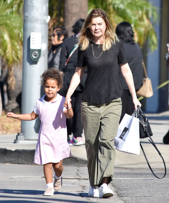 Ellen Pompeo takes a stroll with daughter Sienna May