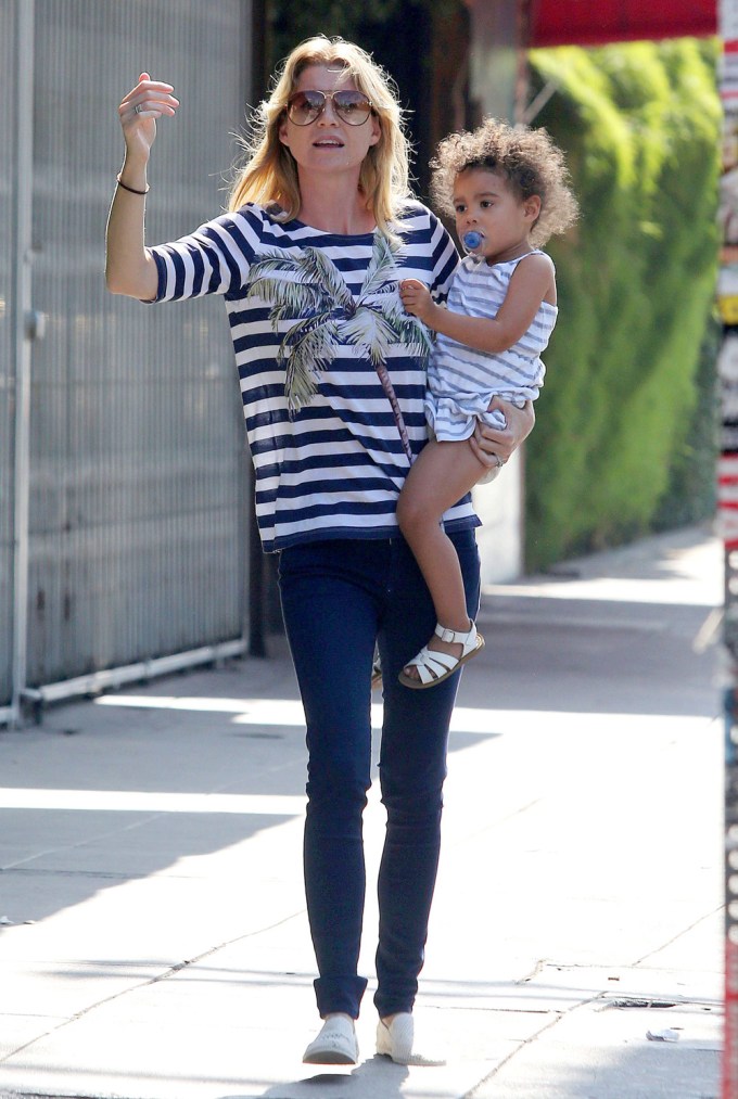 Ellen Pompeo & daughter Stella Luna go for a walk around Hollywood