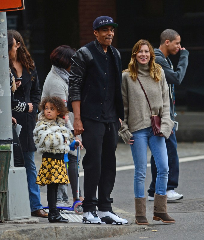 Ellen Pompeo, husband Chris Ivery, and daughter Sienna May stroll around New York City.