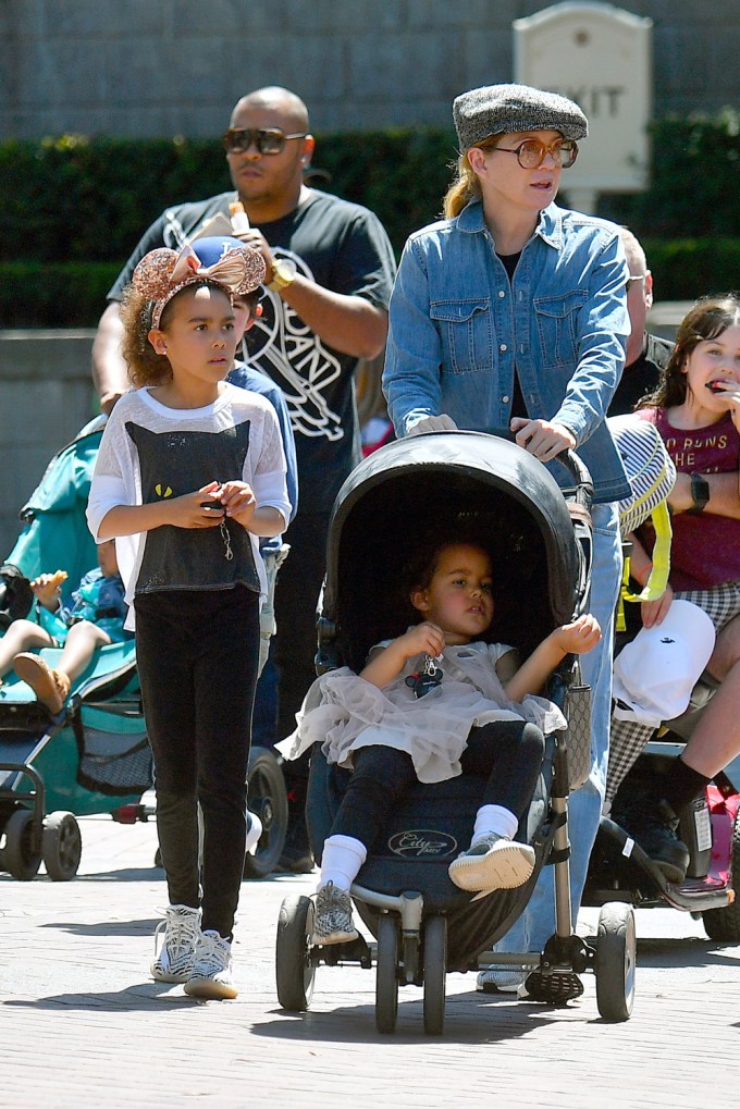 Ellen Pompeo and her daughters Stella and Sienna have a fun day out in Disneyland