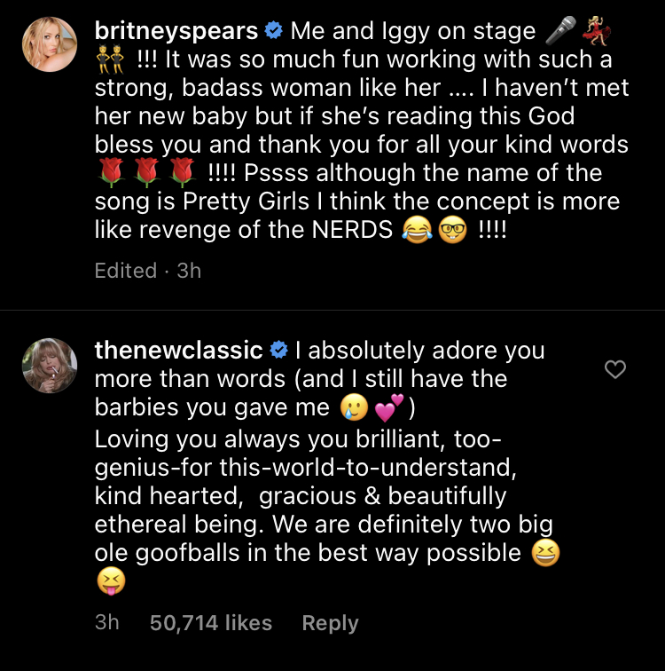 britney spears and iggy azalea support each other on instagram