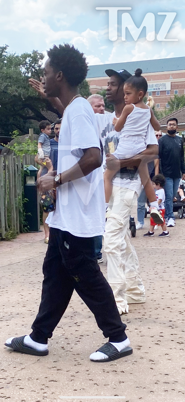 Kylie Jenner, Travis Scott, and Stormi Webster at the Houston Zoo