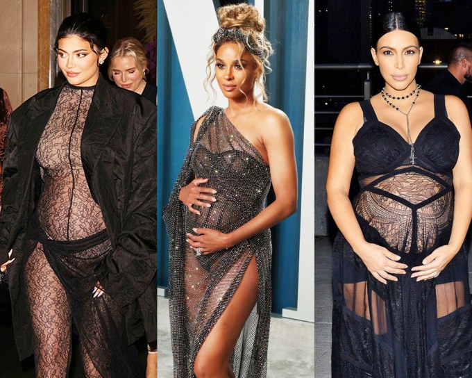 Pregnant Celebs In Sheer Outfits: Photos