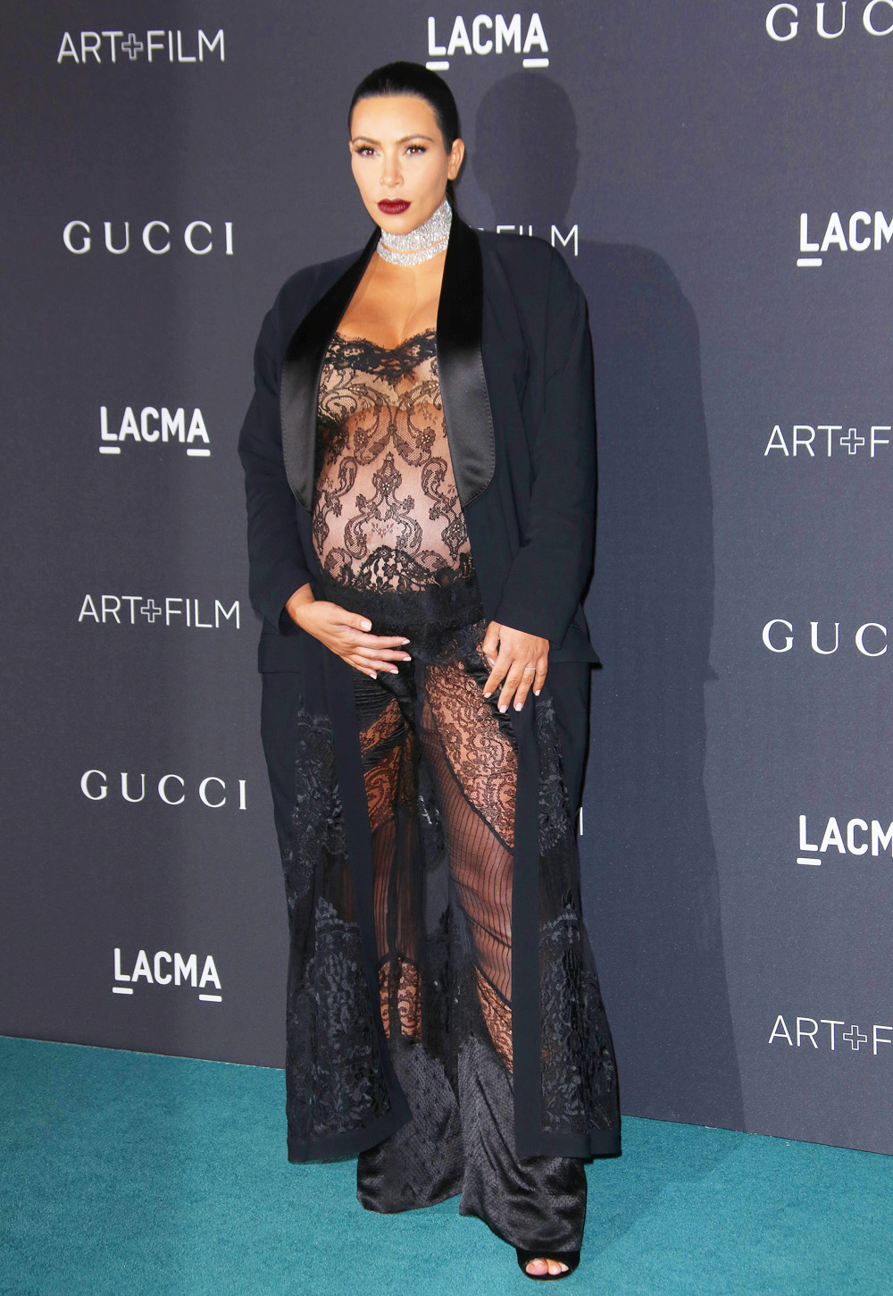 Pregnant Celebs Sheer Outfits