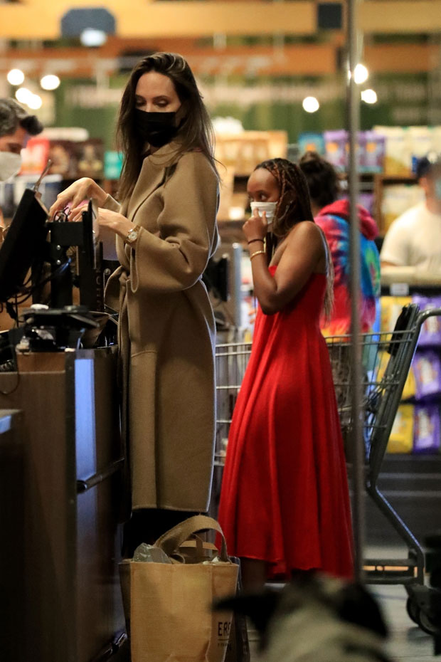 Angelina Jolie & Daughter Zahara Grocery Shopping At Erewhon