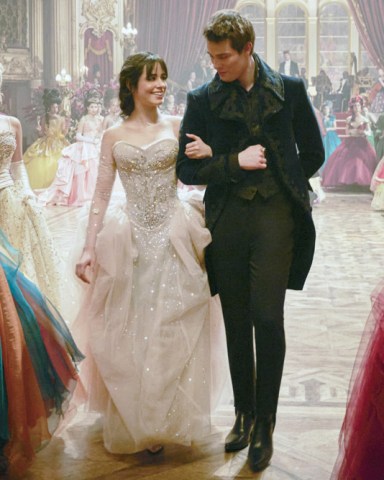 CINDERELLA, from left: Camila Cabello, Nicholas Galitzine, 2021.  ph: Kerry Brown /© Amazon Studios / Courtesy Everett Collection