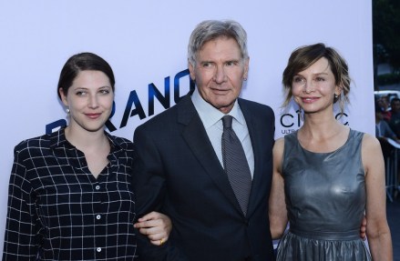 Cast member Harrison Ford attends the premiere of the motion picture thriller "Paranoia", with his daughter Georgia Ford (L) and wife, actress Calista Flockhart  (R) at the DGA Theatre in the Hollywood section of Los Angeles on August 8, 2013. The film depicts the story of the two most powerful high tech billionaires in the world, bitter rivals who will stop at nothing to destroy each other.
Paranoia Premiere, Los Angeles, California, United States - 09 Aug 2013