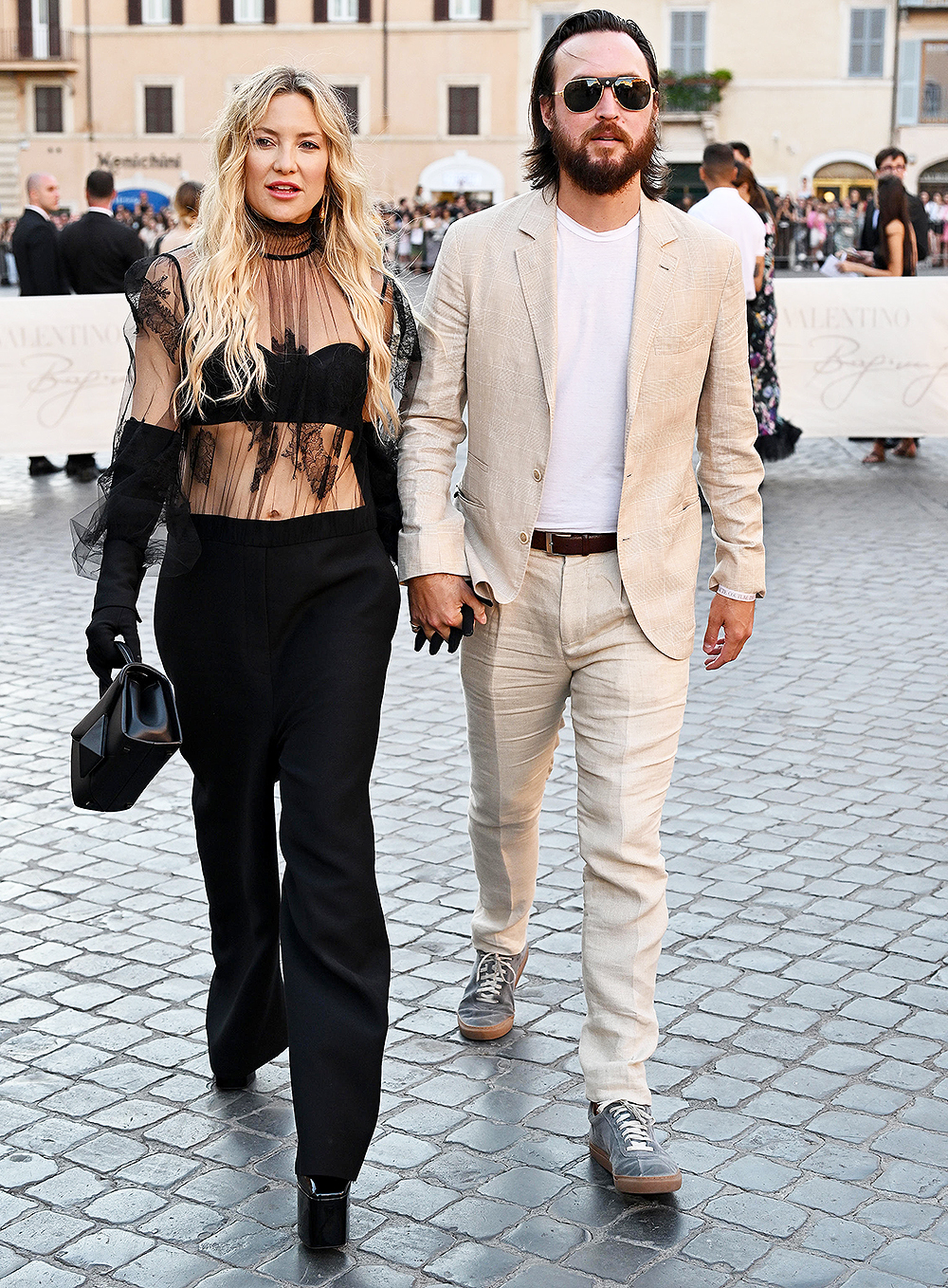 US actress Kate Hudson (L), and musician Danny Fujikawa, arrive prior to the Haute Couture Fall/Winter 2022/23 collection preview by Italian label Valentino on Spanish Steps, downtown Rome, Italy, 08 July 2022.
Haute Couture Fall/Winter collection by Italian label Valentino, Rome, Italy - 08 Jul 2022