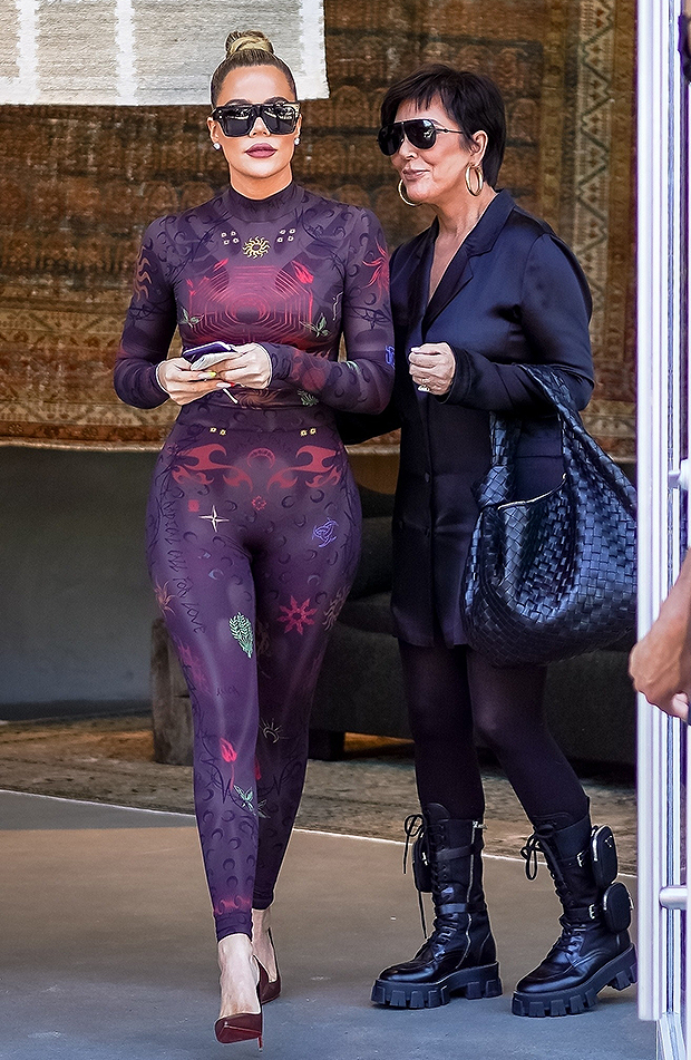 Khloe Kardashian's Burgundy Catsuit While Filming Hulu Show