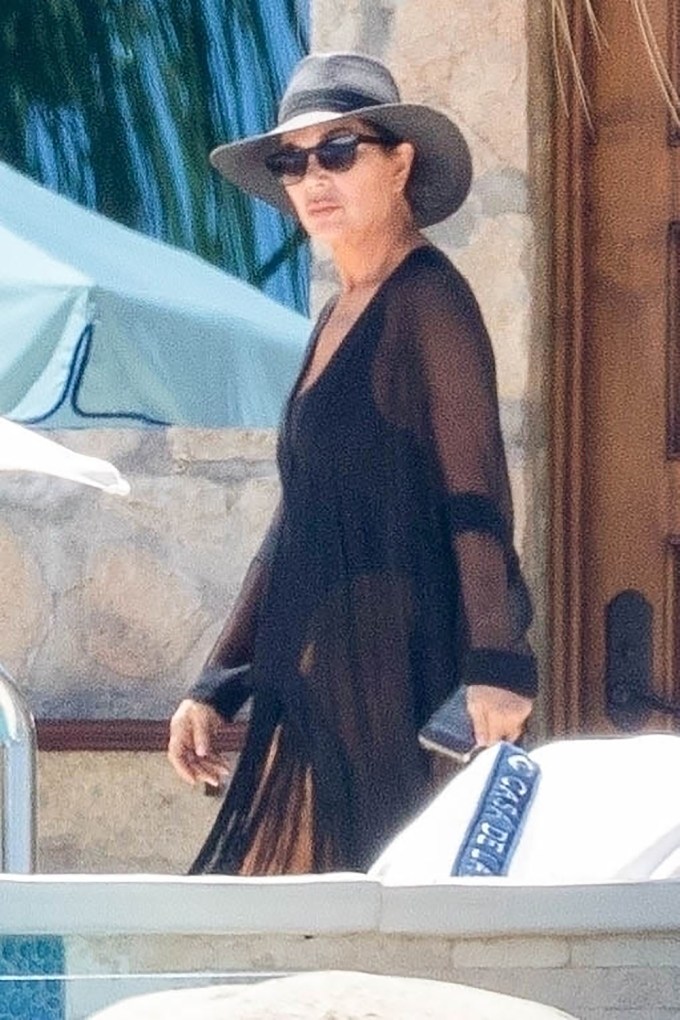 Kris Jenner in a black swimsuit