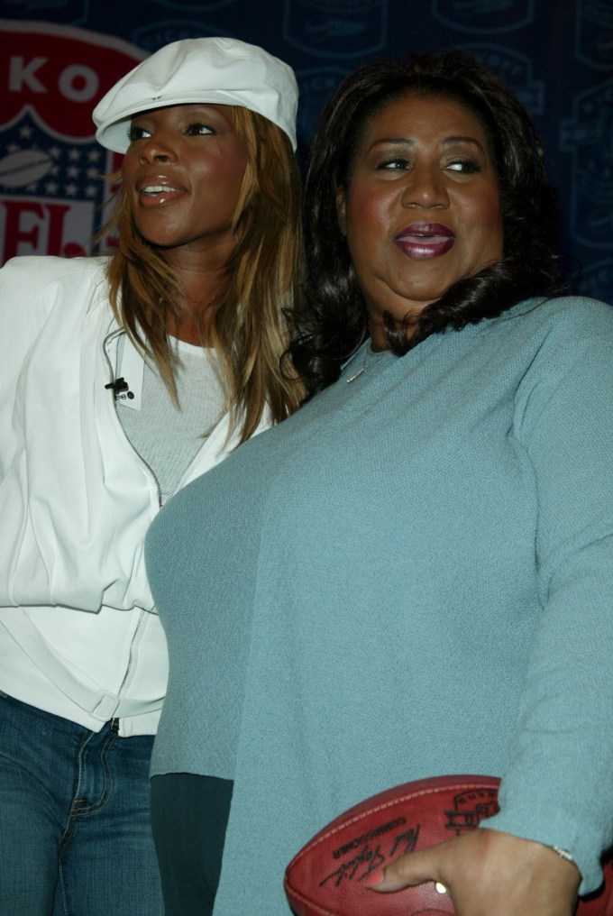 Mary J. Blige & Aretha Franklin At An NFL Party