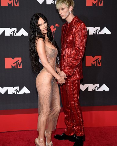 Megan Fox, left, and Machine Gun Kelly arrive at the MTV Video Music Awards at Barclays Center, in New York 2021 MTV Video Music Awards - Arrivals, New York, United States - 12 Sep 2021