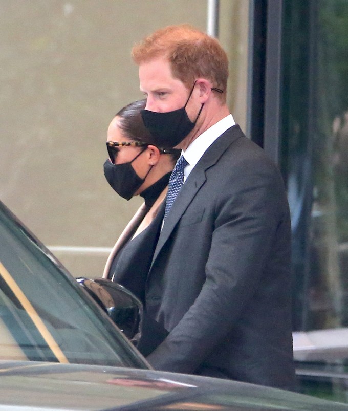 Prince Harry And Meghan Markle arrive at a meeting in NYC
