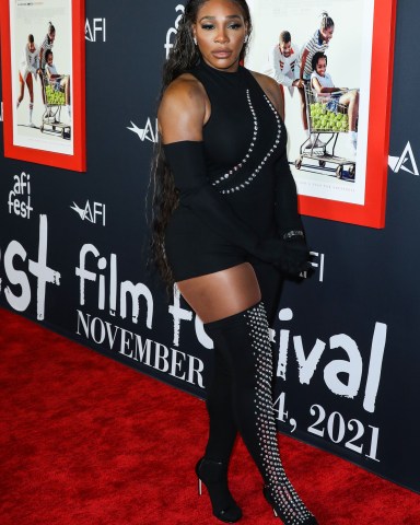 American tennis player Serena Williams wearing an outfit by David Koma arrives at the 2021 AFI Fest - Closing Night Premiere Of Warner Bros Pictures' 'King Richard' held at the TCL Chinese Theatre IMAX on November 14, 2021 in Hollywood, Los Angeles, California, United States.
2021 AFI Fest - Closing Night Premiere Of Warner Bros Pictures' 'King Richard', Hollywood, United States - 15 Nov 2021