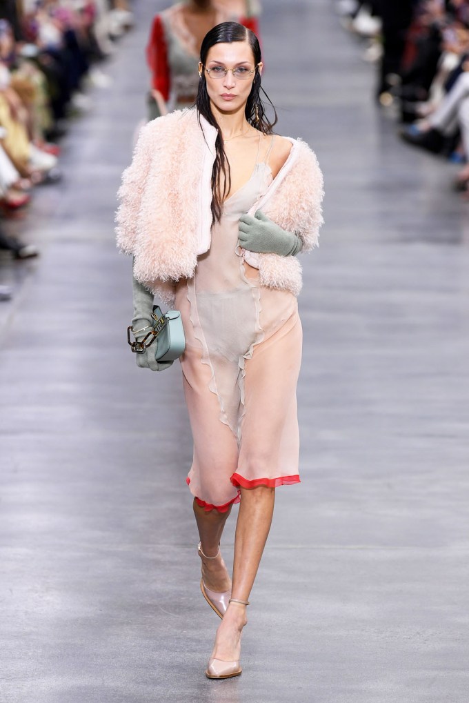 Bella Hadid Sheer Outfit Milan Runway SS