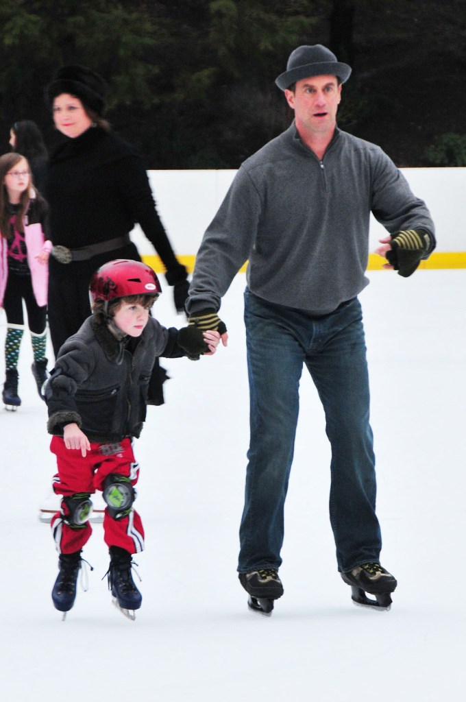 Christopher Meloni & His Son Dante Go Ice Skating In Central Park