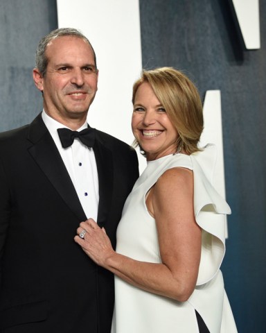 John Molner, Katie Couric. John Molner, left, and Katie Couric arrive at the Vanity Fair Oscar Party, in Beverly Hills, Calif 92nd Academy Awards - Vanity Fair Oscar Party, Beverly Hills, USA - 09 Feb 2020