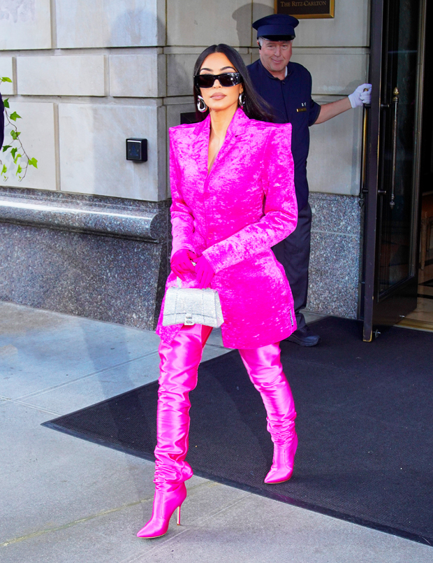 Kim Kardashian wears all-pink ensemble in photos by North West