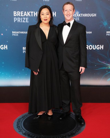 Priscilla Chan, Mark Zuckerberg
Breakthrough Prize Ceremony, Arrivals, Mountain View, USA - 03 Nov 2019