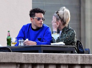 Rami Malek and Lucy Boynton on the terrace of the Esplanade Hotel
Rami Malek and Lucy Boynton out and about, Zagreb, Croatia - 22 Apr 2021