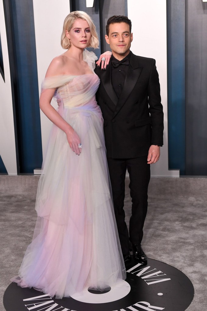 Rami Malek & Lucy Boynton Arrive At The Vanity Fair Oscars Party