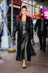 New York, NY - Vanessa Hudgens looks stunning in an Oscar De La Renta dress, Prada coat, and Manolo Blahnik heels as she steps out in NYC.Pictured: Vanessa HudgensBACKGRID USA 15 NOVEMBER 2021 BYLINE MUST READ: @TheHapaBlonde / BACKGRIDUSA: +1 310 798 9111 / usasales@backgrid.comUK: +44 208 344 2007 / uksales@backgrid.com*UK Clients - Pictures Containing ChildrenPlease Pixelate Face Prior To Publication*