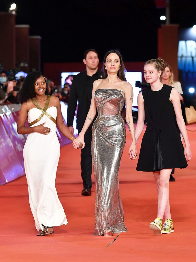 Shiloh Jolie-Pitt Wears A Versace Dress