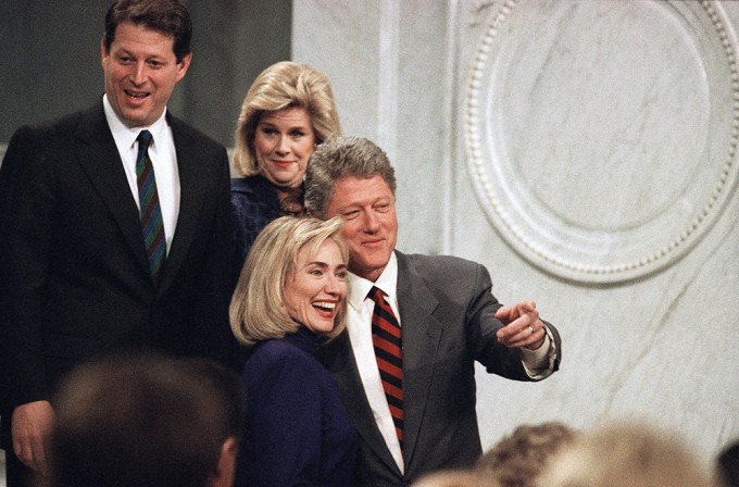 Bill & Hillary Clinton are seen with Al & Tipper Gore