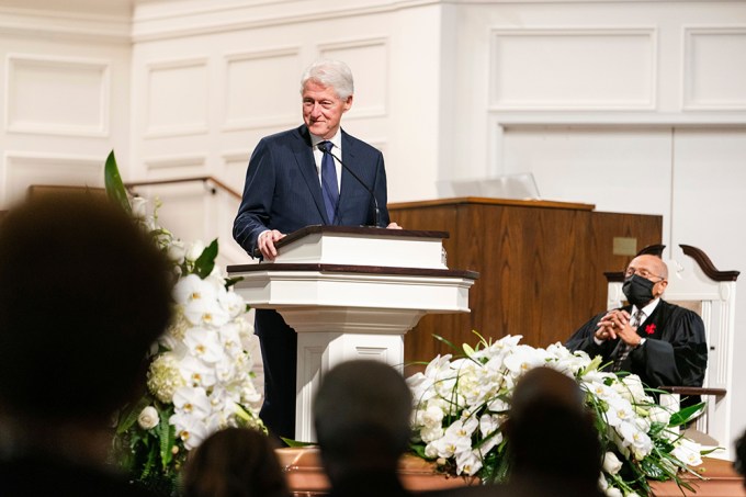 Bill Clinton speaks at a funeral for Henry ‘Hank’ Aaron