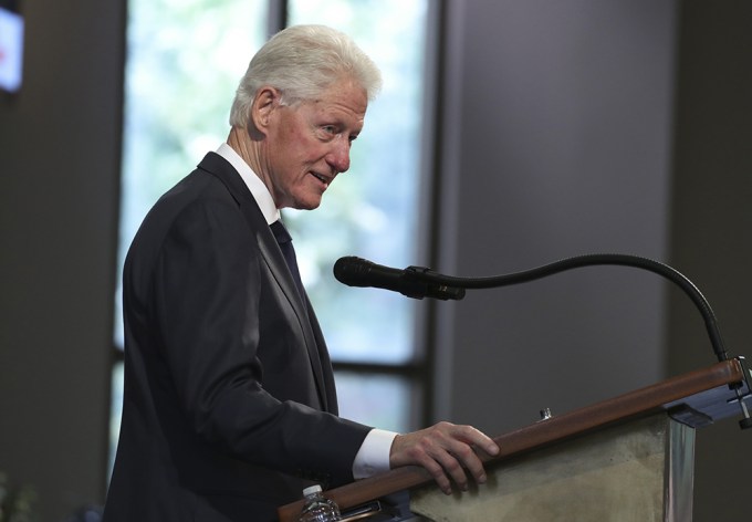 Bill Clinton speaks during the a service for John Lewis