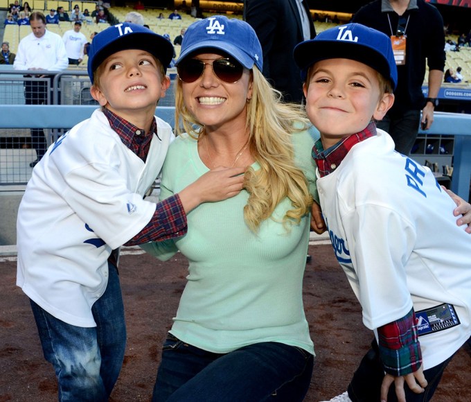 Britney Spears & Sons Go To An LA Dodgers Game