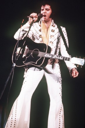 Elvis Presley performs on stage in an unspecified location. A three-CD box set slated for release the first week of August 2013 chronicles two recording sessions by Elvis Presley at the renowned Stax Records in Memphis in 1973
Elvis Presley at Stax, USA