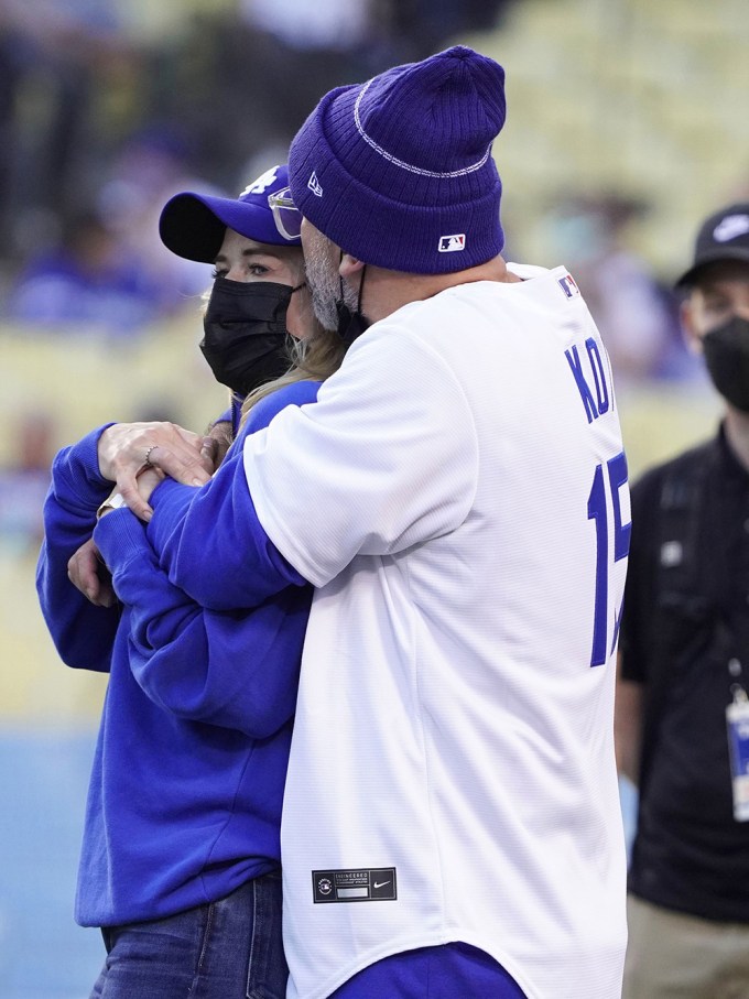 Jo Koy Gives Chelsea A Hug At A Dodgers Game