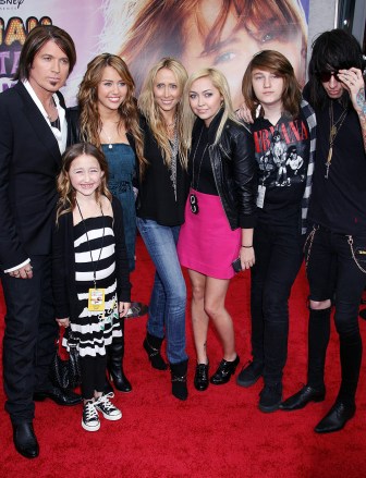 Billy Ray Cyrus, Miley Cyrus, Noah Cyrus, Braison Cyrus, Brandi Cyrus, guest, Trace Cyrus, Tish Cyrus'Hannah Montana: The Movie' film premiere, Hollywood, Los Angeles, America - 02 Apr 2009The film is the popular Disney character's first foray onto the big screen and takes teen sensation Miley's 'Hannah Montana' series to the next level. It sees Miley Stewart struggling to juggle school, her friends and her secret pop-star persona, Hannah Montana. With fame threatening to consume his daughter, Miley's father Robby Ray (played by Miley's real life dad Billy Ray Cyrus) takes the family back home to Grandma Ruby's (Margo Martindale) Tennessee farm in Crowley Corners. Initially out of her element, Miley soon finds romance and learns a thing or two about what it means to truly live life out of the spotlight.
