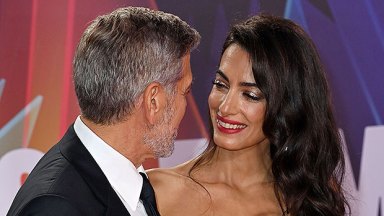 Amal Clooney Rocks Strapless Gown On London Red Carpet With George   Hollywood Life