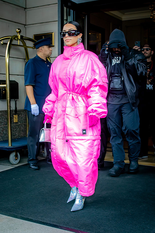 Kim Kardashian Wears Pink Coat While Heading To 'SNL' With Kanye