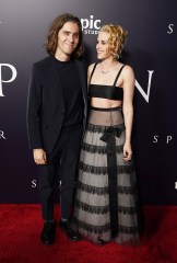 Jack Farthing, left, and Kristen Stewart, cast members in "Spencer," pose together at the premiere of the film at the Directors Guild of America, Tuesday, Oct. 26. 2021, in Los Angeles
LA Premiere of "Spencer", Los Angeles, United States - 26 Oct 2021