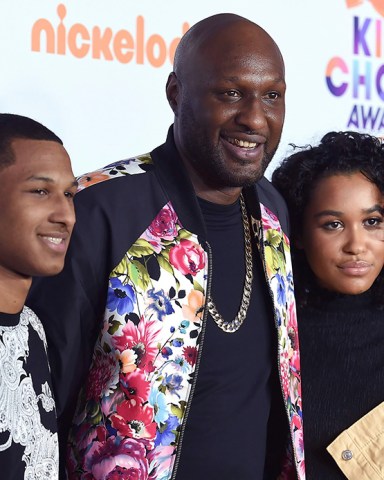 Lamar Odom Jr, from left, Lamar Odom, and Destiny Odom arrive at the Kids' Choice Awards at the Galen Center, in Los Angeles
2017 Kids' Choice Awards - Arrivals, Los Angeles, USA - 11 Mar 2017