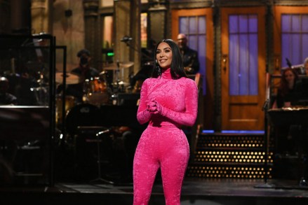 SATURDAY NIGHT LIVE - "Kim Kardashian West" Episode 1807 - Pictured: Host Kim Kardashian West during the monologue on Saturday, October 9, 2021 - (Photo by: Rosalind O'Connor / NBC)