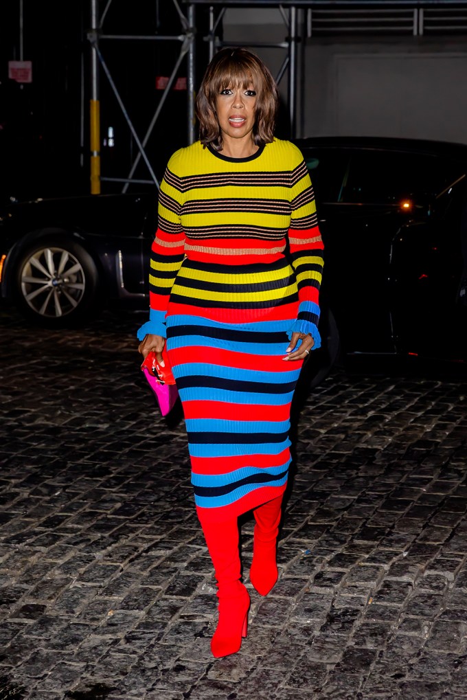 Gayle King in a colorful outfit